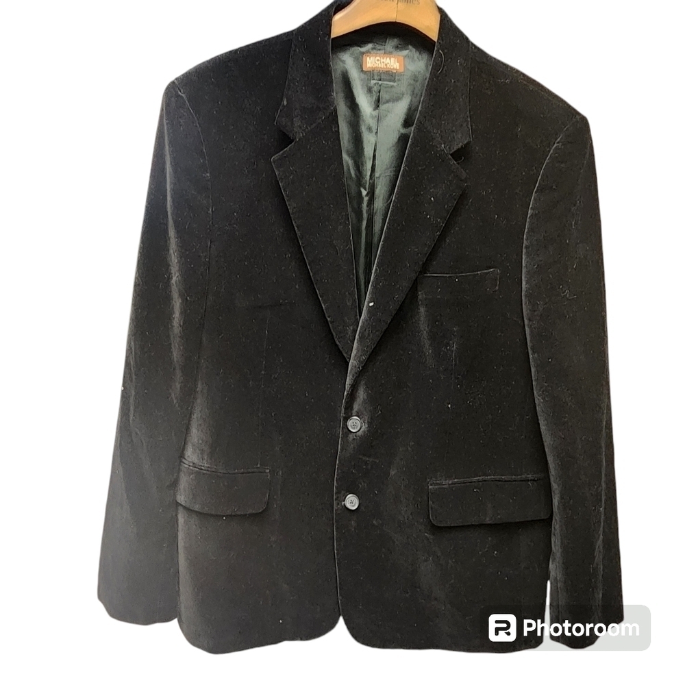 Michael Micael Kors Mens Kelson Two Button Velvet Blazer Jacket Black Sz. P (S)